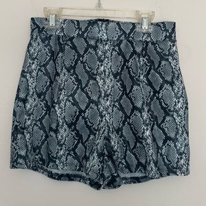 High Waist Snakeskin Print Shorts